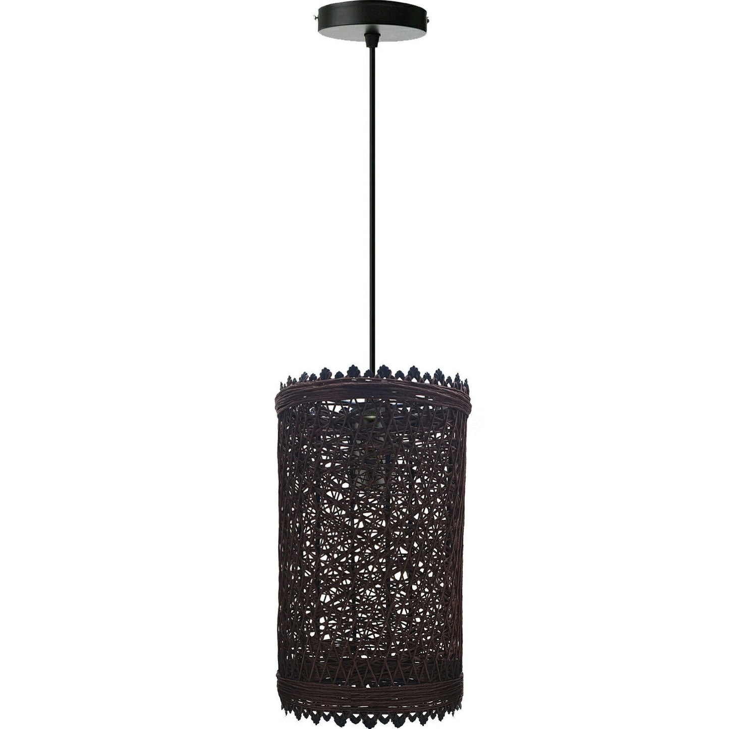 Natural Wicker Rattan Ceiling Pendant Light with Adjustable Cord, E27 Base